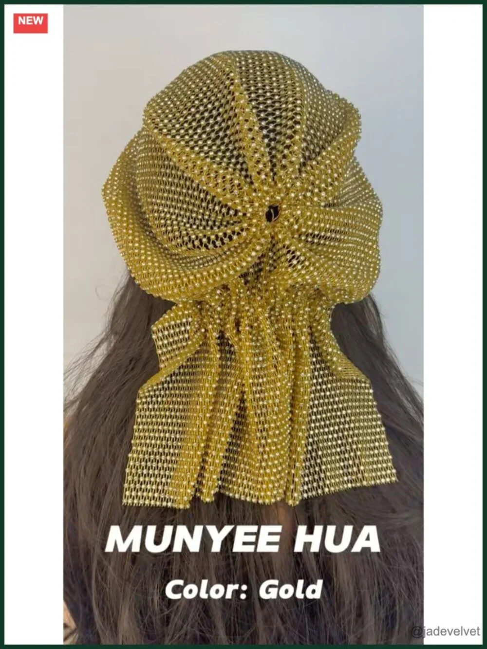 Rhinestone Head Scarf Stretchy Slip-On Rave Turban Handmade Sparkly Hijab